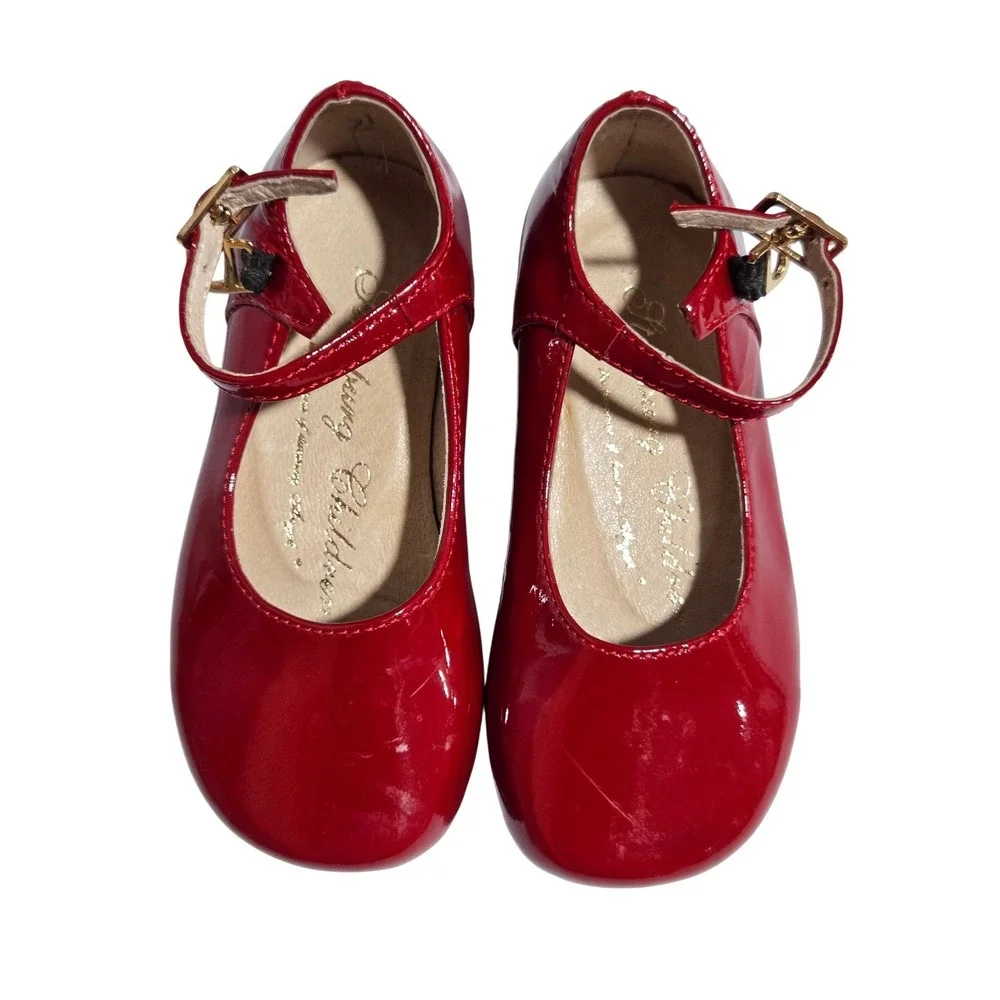STRASBURG Red Patent Leather Mary Jane Flats Girls Shoes Size 6‎ Buckle Strap